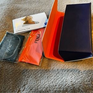 Blue and coral fendi glasses case